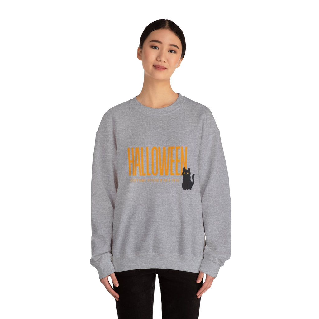 Halloween Cat Crewneck Sweatshirt, Unisex Fall Apparel, Cozy Halloween Sweater, Spooky Gift, October Fashion