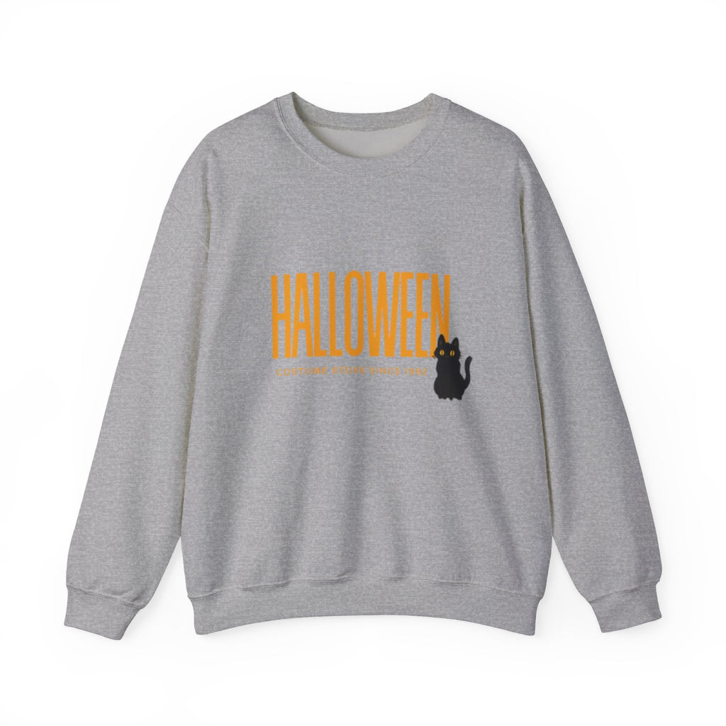 Halloween Cat Crewneck Sweatshirt, Unisex Fall Apparel, Cozy Halloween Sweater, Spooky Gift, October Fashion