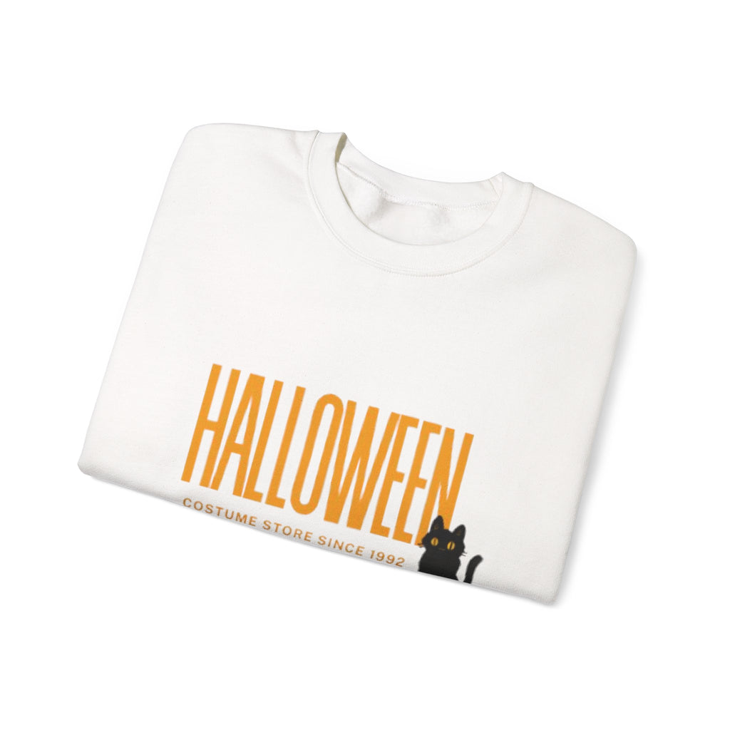 Halloween Cat Crewneck Sweatshirt, Unisex Fall Apparel, Cozy Halloween Sweater, Spooky Gift, October Fashion