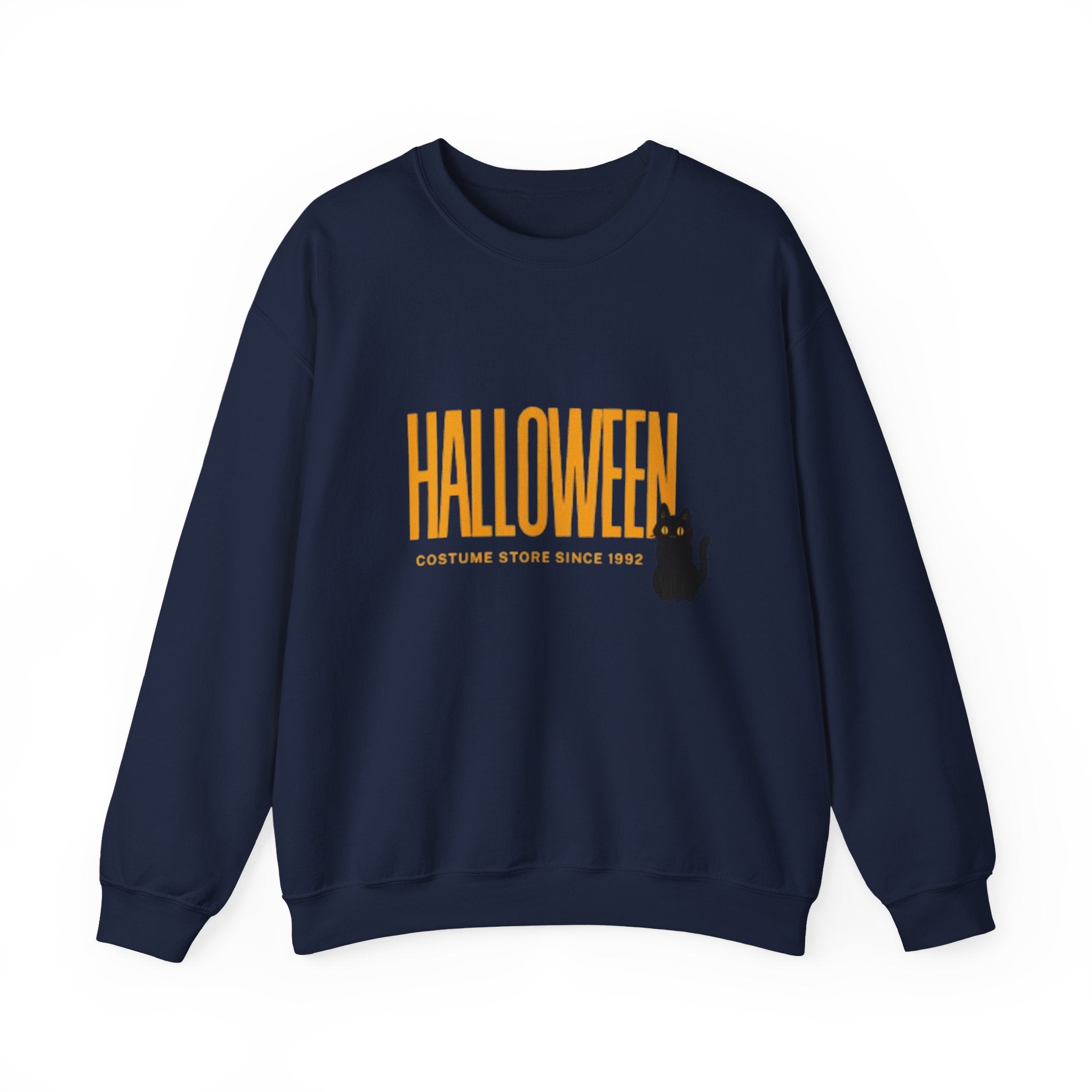 Halloween Cat Crewneck Sweatshirt, Unisex Fall Apparel, Cozy Halloween Sweater, Spooky Gift, October Fashion