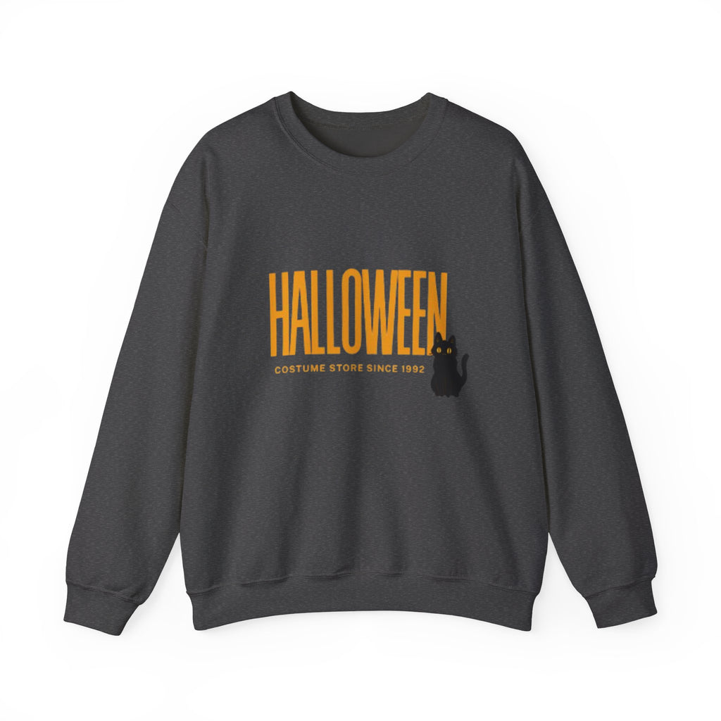 Halloween Cat Crewneck Sweatshirt, Unisex Fall Apparel, Cozy Halloween Sweater, Spooky Gift, October Fashion
