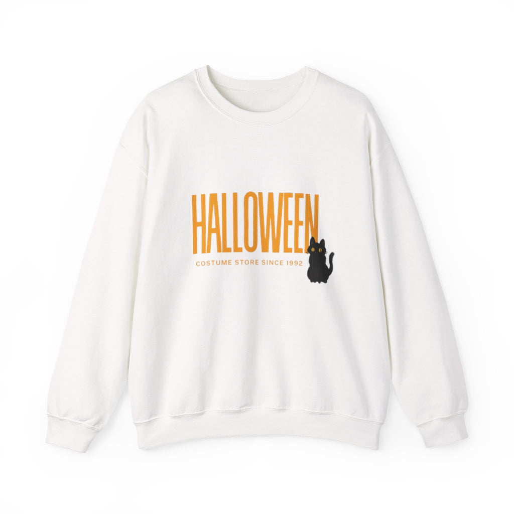 Halloween Cat Crewneck Sweatshirt, Unisex Fall Apparel, Cozy Halloween Sweater, Spooky Gift, October Fashion