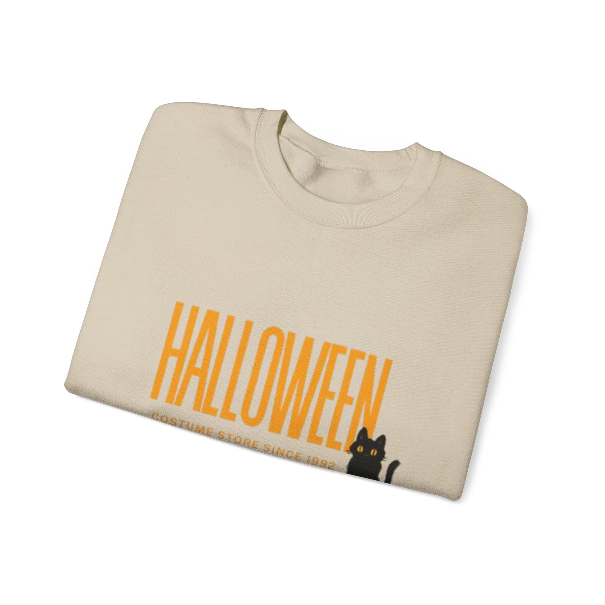 Halloween Cat Crewneck Sweatshirt, Unisex Fall Apparel, Cozy Halloween Sweater, Spooky Gift, October Fashion