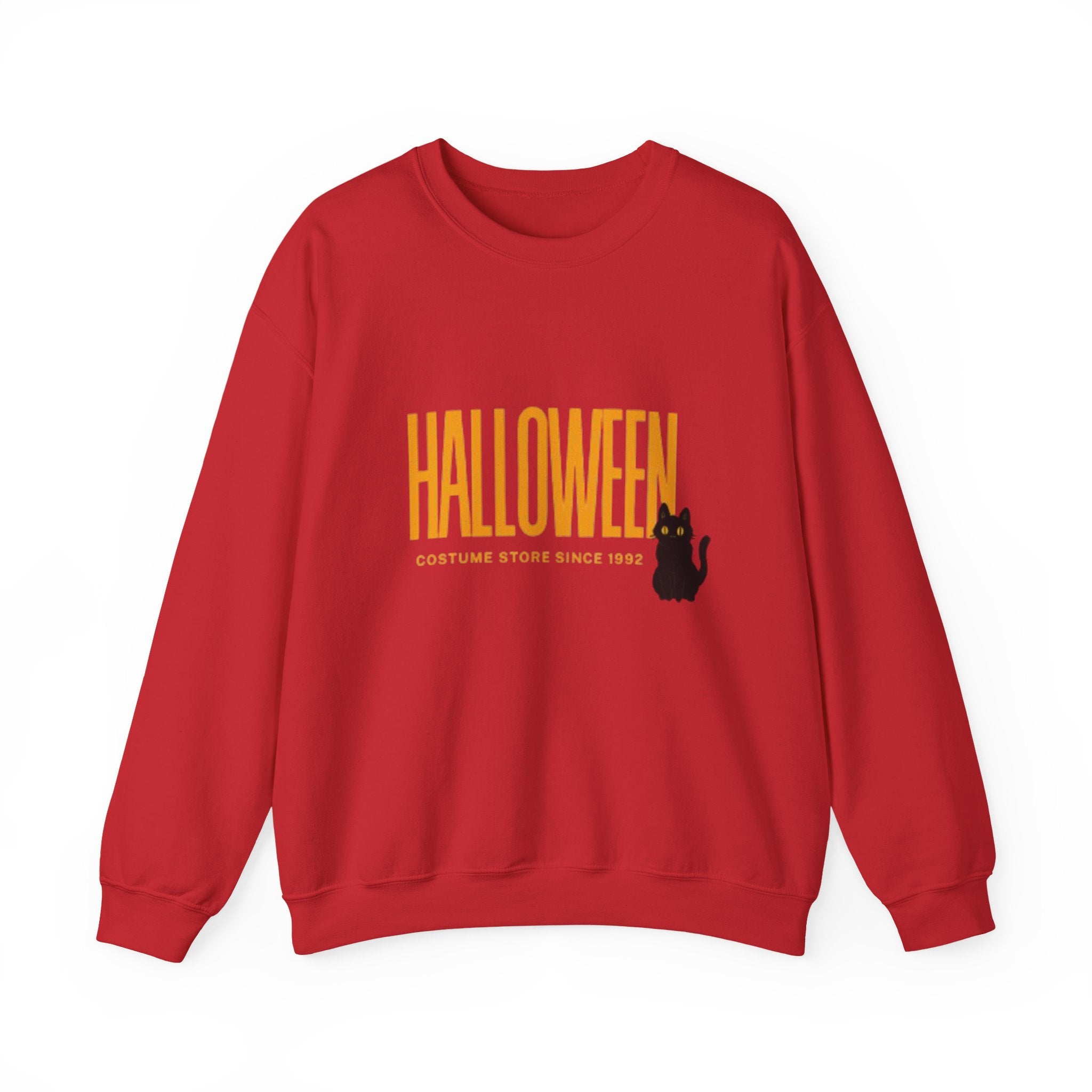 Halloween Cat Crewneck Sweatshirt, Unisex Fall Apparel, Cozy Halloween Sweater, Spooky Gift, October Fashion