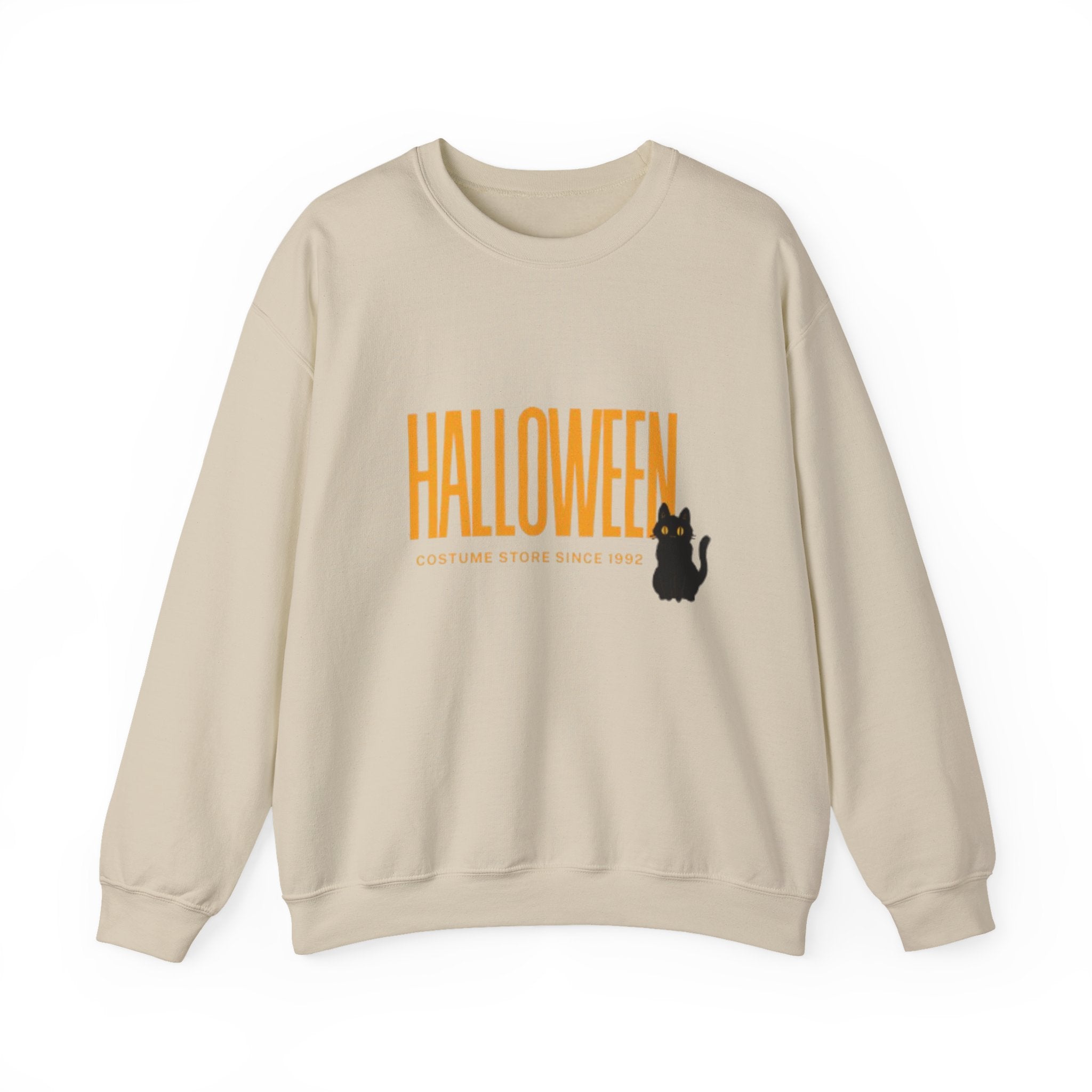 Halloween Cat Crewneck Sweatshirt, Unisex Fall Apparel, Cozy Halloween Sweater, Spooky Gift, October Fashion