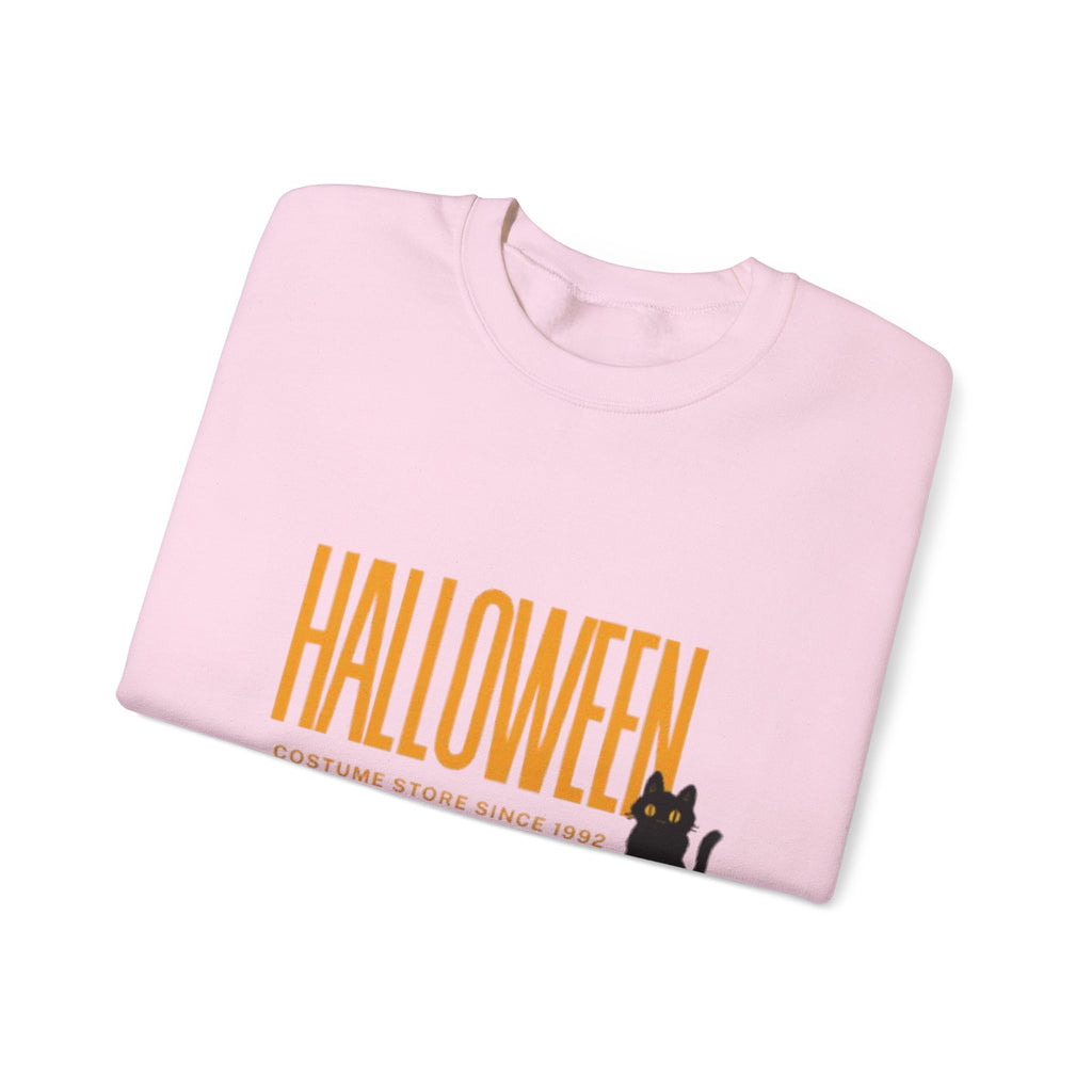 Halloween Cat Crewneck Sweatshirt, Unisex Fall Apparel, Cozy Halloween Sweater, Spooky Gift, October Fashion