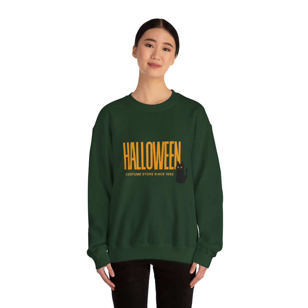 Halloween Cat Crewneck Sweatshirt, Unisex Fall Apparel, Cozy Halloween Sweater, Spooky Gift, October Fashion