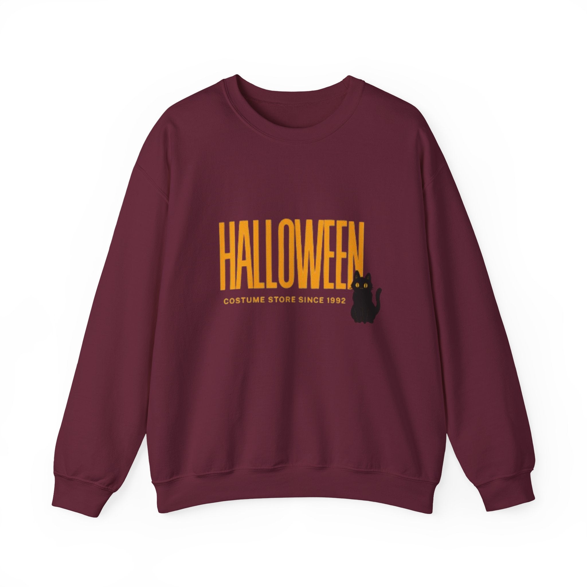Halloween Cat Crewneck Sweatshirt, Unisex Fall Apparel, Cozy Halloween Sweater, Spooky Gift, October Fashion