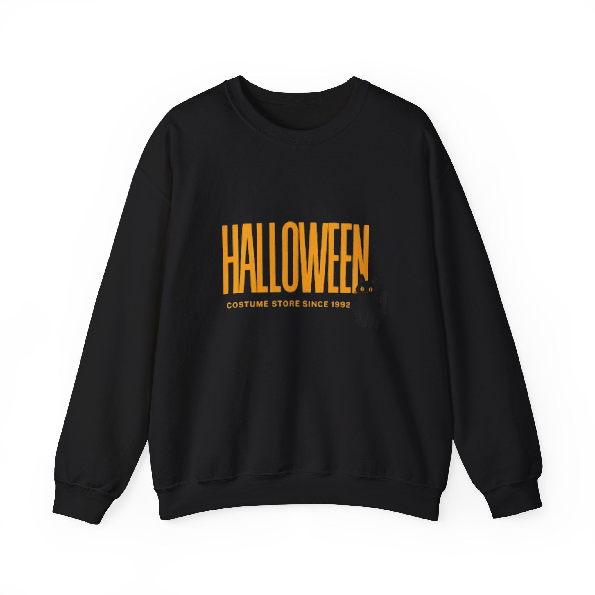 Halloween Cat Crewneck Sweatshirt, Unisex Fall Apparel, Cozy Halloween Sweater, Spooky Gift, October Fashion