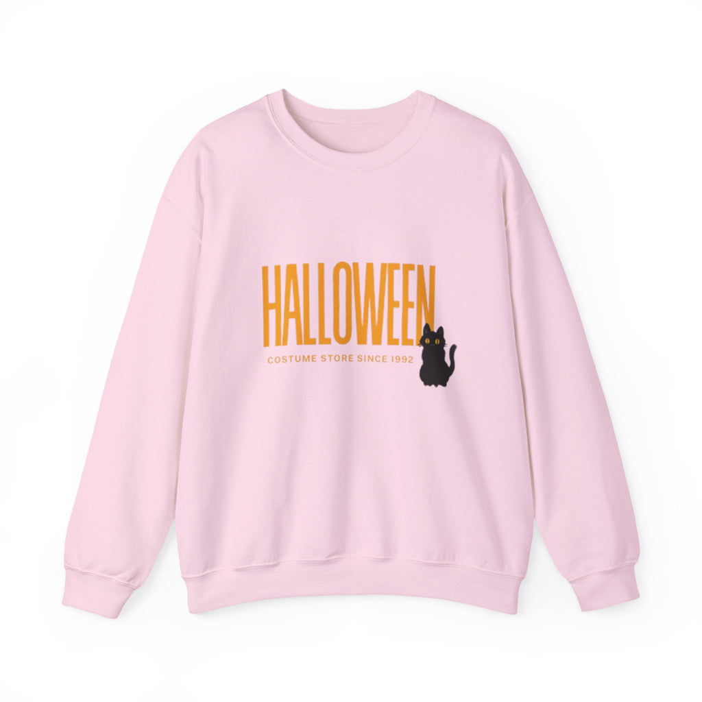 Halloween Cat Crewneck Sweatshirt, Unisex Fall Apparel, Cozy Halloween Sweater, Spooky Gift, October Fashion