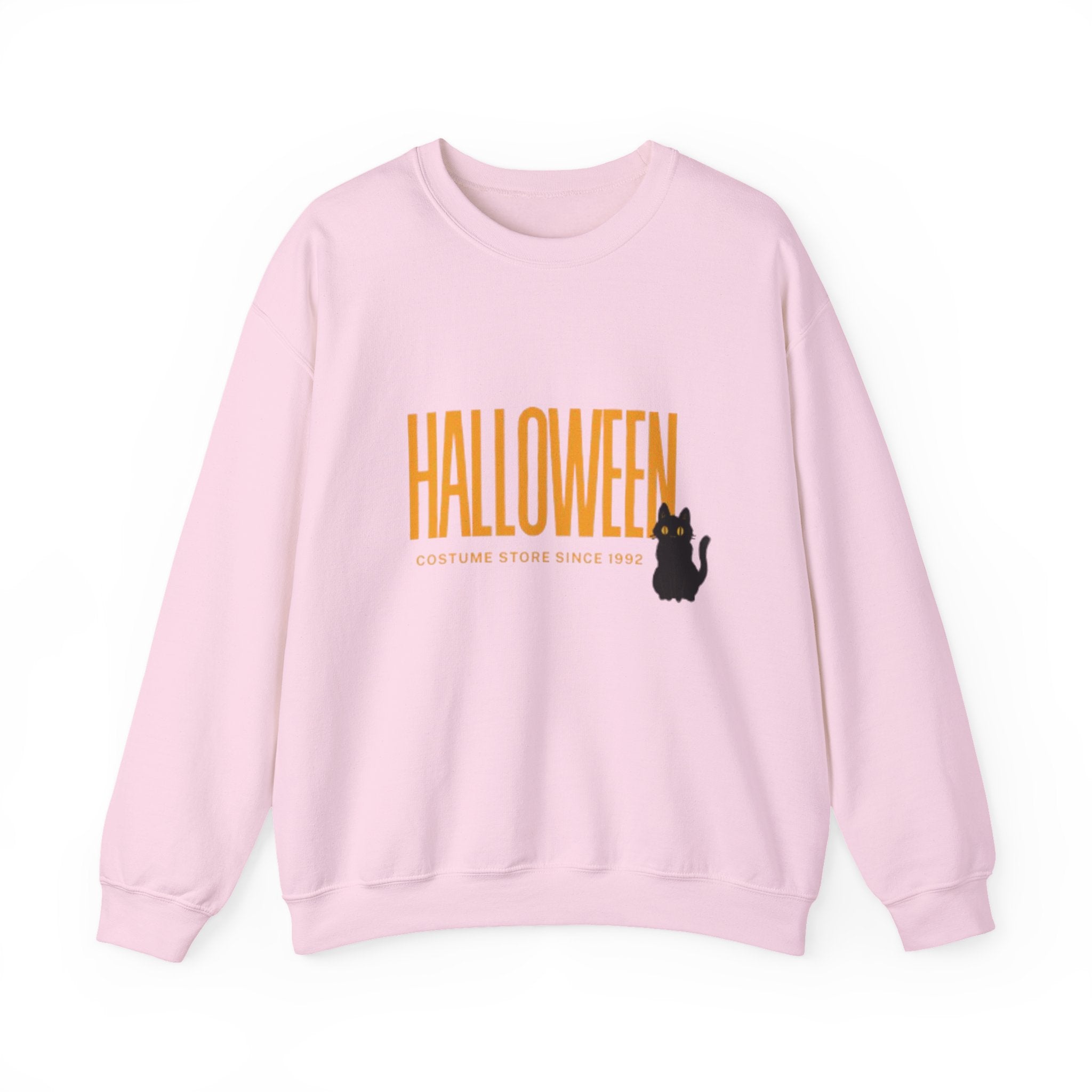 Halloween Cat Crewneck Sweatshirt, Unisex Fall Apparel, Cozy Halloween Sweater, Spooky Gift, October Fashion