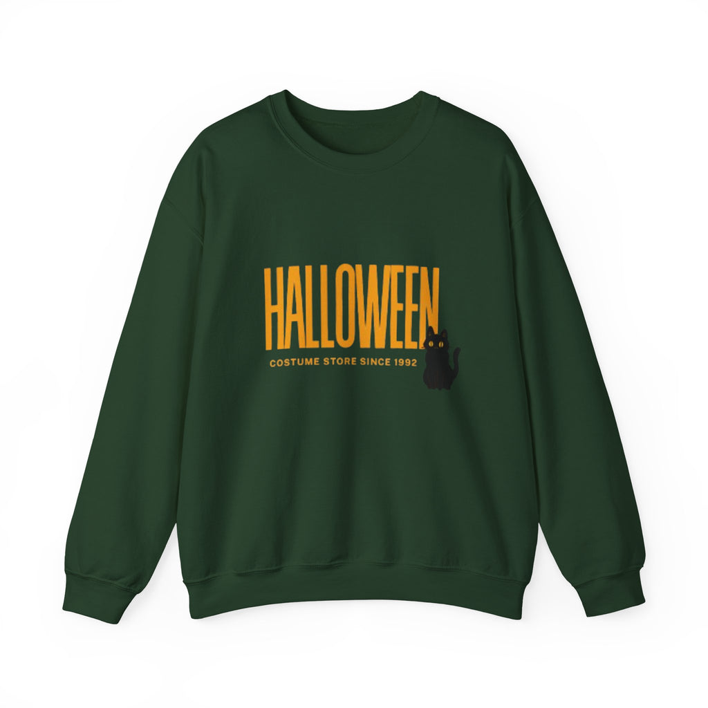 Halloween Cat Crewneck Sweatshirt, Unisex Fall Apparel, Cozy Halloween Sweater, Spooky Gift, October Fashion