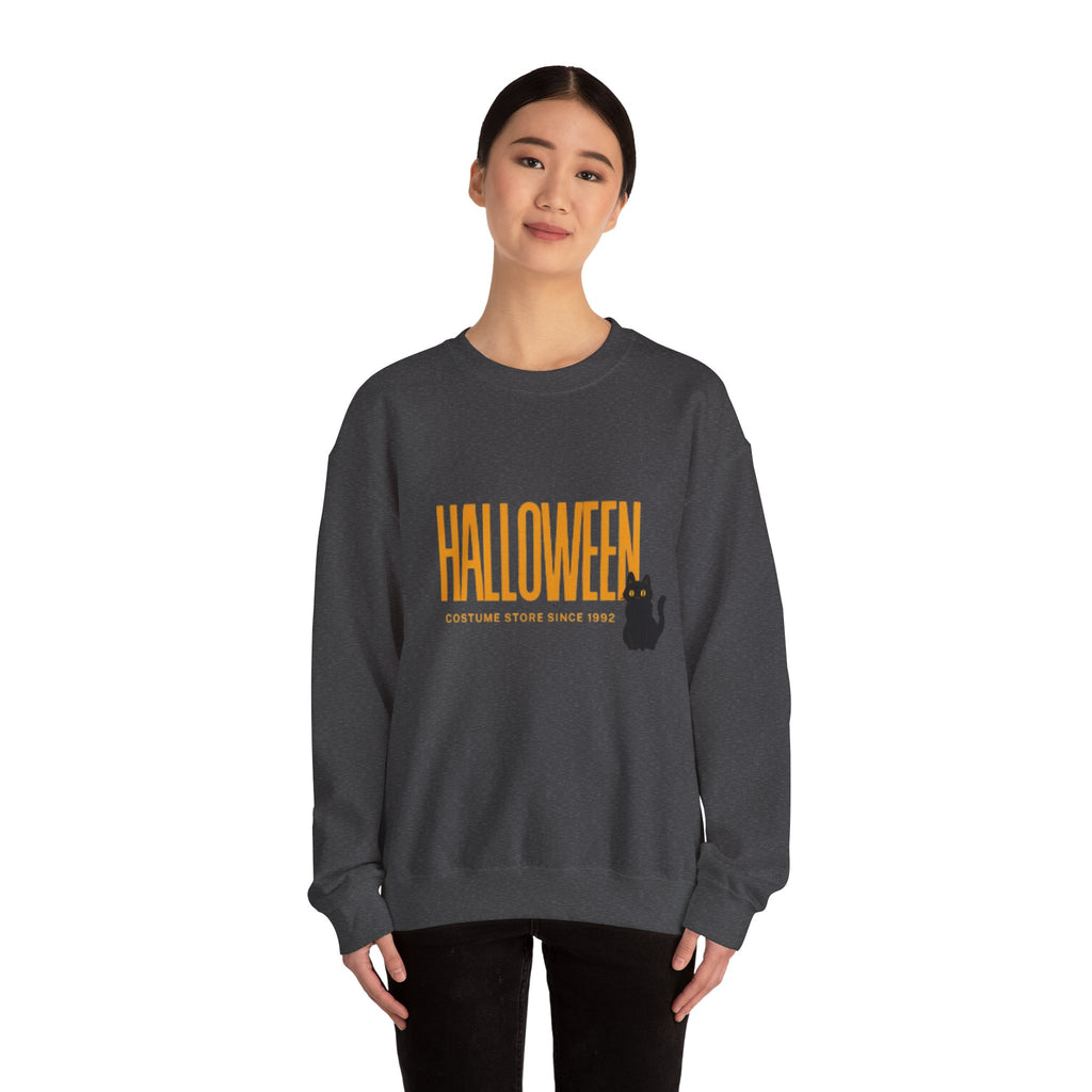 Halloween Cat Crewneck Sweatshirt, Unisex Fall Apparel, Cozy Halloween Sweater, Spooky Gift, October Fashion